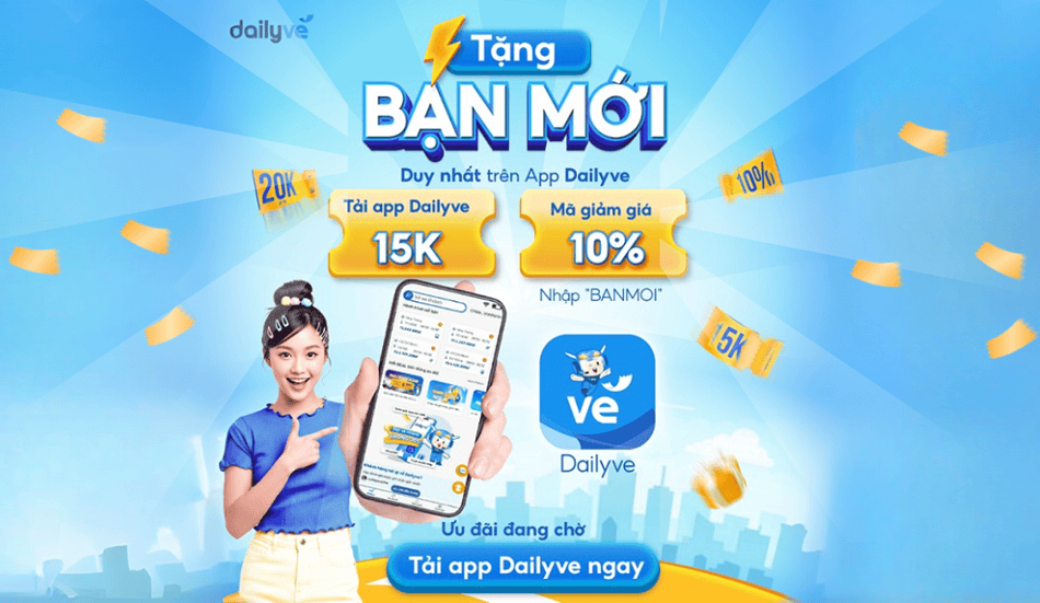 Chương trình khuyến mãi kèm theo App đặt vé xe Dailyve